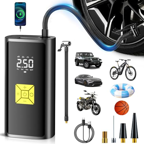 Journeyside Compresseur à Air Portatif,Compresseur à Air Portatif Sans Fil 150PSI DC12V,Pompe a Velo Electrique avec Lumière LED et Banque Puissance,Gonfleur Pneus Voiture pour Voiture/Moto/Bicyclette