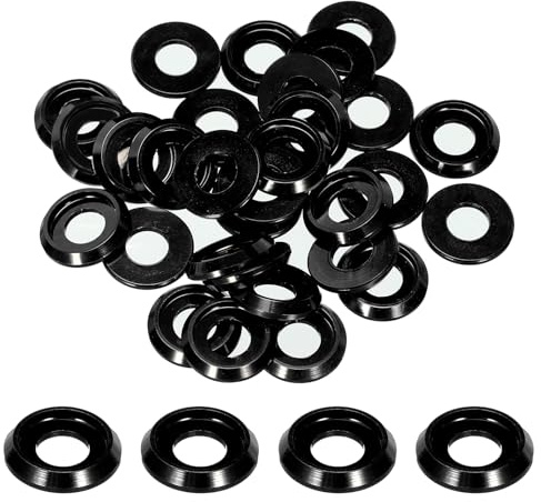 QUARKZMAN Rondelles Coniques M6 Avec Tête en Forme de Coupe, Diamètre du Trou 6mm/0,24, Rondelles en Aluminium pour Vis RC/FPV/PC/Drone/Accessoires Mécaniques, Lot de 30 (Noir)
