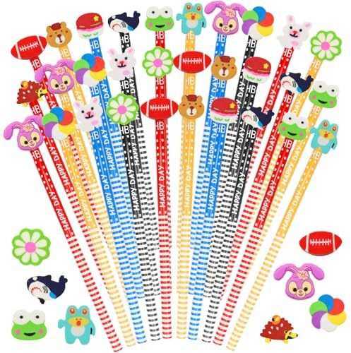 Scettar 30 Matite Animali Colorate, Gomme Simpatiche, Regali Compleanno Bambini