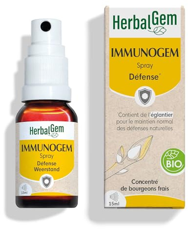 HerbalGem Spray Immunogem Bio 15 ml | Rosier sauvage et cassis pour aider à renforcer les défenses naturelles. Format spray nomade.