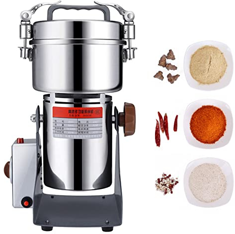 800G Elektrische Getreidemühle Rostfreier Stahl Kräutermühle Swing-Typ 3-Blatt-Schleifmaschine Schnelle Geschwindigkeit Mit 0-5Min Timing Für Küchenkräuter-Gewürz-Pfeffer-Kaffeepulver-Mühle