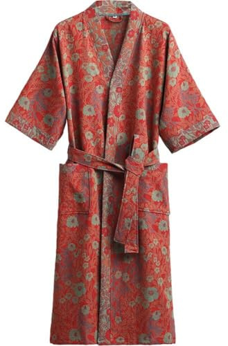Glixoft Vestaglie a Doppia Garza Vestaglie Estive a Maniche Corte Accappatoio Cosmetico in Cotone Kimono Dolce E Traspirante Abito Notte Fresco per Le Donne
