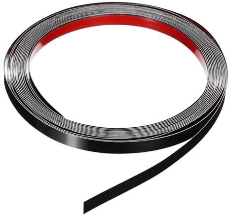 QUARKZMAN 19,7 ft x 0,39 Mur Garniture Décollage et Coller Moulure Garniture Cadre, Autocollant Adhésif Inox Acier Brossé Finition Métal Bande Garniture pour Mur Sol Armoire Bord, Noir