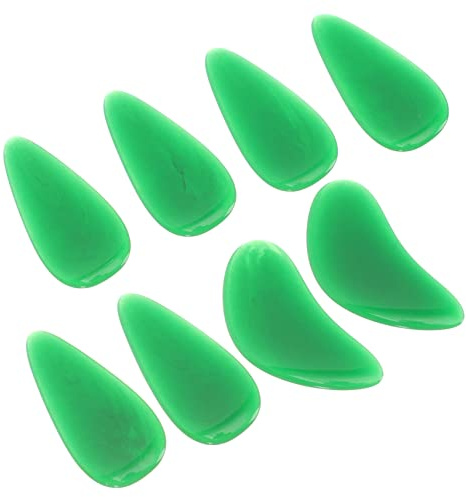 Guzheng Fingernägel 8 Stück Grün Kunststoff, Rund, Glatt | Ergonomische Form, Fingerspitzenschutz für Anfänger und Erwachsene, Leichtes Zubehör