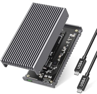 GEWOKLIY Geräuschloses 40 Gbit/s M.2 NVMe Gehäuse, USB C Aluminium externes SSD-Gehäuse, kompatibel mit Thunderbolt4/3 8 TB SSD-Adapter, PCIe Gen4 M.2 SSD-Reader, passend für 2280/2260/2242/2230 mm