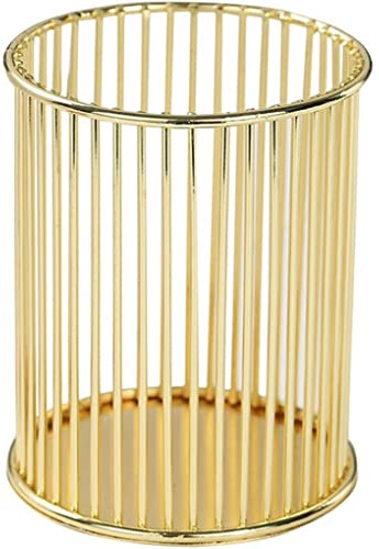 Xweptuy Soporte de metal dorado para escritorio, organizador de brochas de maquillaje dorado, soportes de metal para lápices, vasos de brochas de maquillaje, soportes para lápices, organizador de