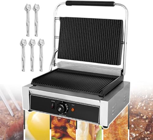 forplubossmmp Tostadora De Sándwich Eléctrica Y Tostadora De Pan De Gran Capacidad, Prensa para Sándwich Comercial, Sandwicheras Y Prensas para Pan con Placas Antiadherentes, Acero Inoxidable,2200W