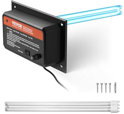 VEVOR Purificador de Aire HVAC para Toda la Casa, 36 W, Luz Ultravioleta UVC para Conducto de Aire Acondicionado, con 1 Bombilla de Repuesto, para Sistemas de Aire Acondicionado, 258 x 156 x 402 mm