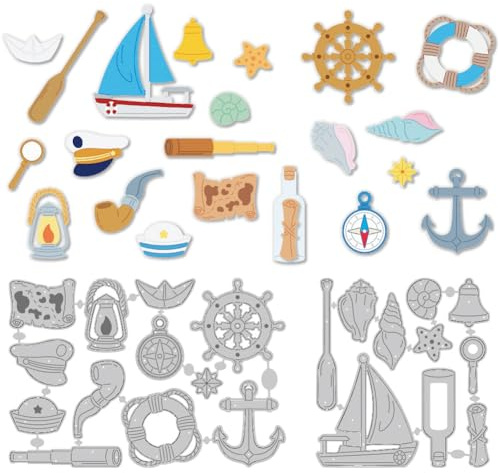 DELORIGIN Stanzformen Mit Nautischen Elementen Zur Kartengestaltung Schiffsanker Stanzformen Karbonstahl Stanzschablonen Neuheiten 2025 Für Scrapbooking Fotoalbum Geburtstagsgeschenk Party Gruß