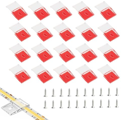 JRILUO 20Stück Transparente LED Lichtstreifen-Clips Selbstklebend mit Schrauben Montage Klammern Halter, LED Strip Halterung Befestigung Streifen Clips Streifen Halterung für 10mm Breite LED-Streifen