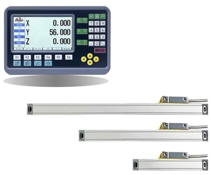 WQWGTLPLVN Set di visualizzatori di Quote digitali a 3 Assi, 19 Lingue, AC220V/110V con 3 Pezzi, lineare da 100-1000 mm, for tornio e fresatura(300mm 500mm 1000mm)