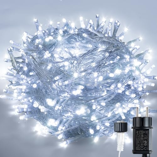 LED Lichterkette für Innen und Außen, Weihnachtsbeleuchtung, Strombetrieben mit Stecker, Ideal für Weihnachten, Party, Hochzeit (kühles Weiß, 10M/100LED)
