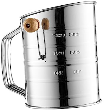 ULTECHNOVO Hand Crank Flour Sifter Stainless Steel Cup Flour Sifter Useful for Sugar Powder Sifting for Kitchen Supply for Baking Four
