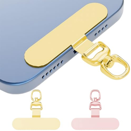 2 Pièces Patchs Universels Pour Téléphone Portable Rotation À 360° Acier Inoxydable Multifonctionnel Chaîne De Téléphone Portable Universelle Pour La Plupart Des Smartphones, Couleur Or Rose