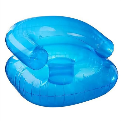 Aufblasbarer Stuhl, Transparenter ergonomischer aufblasbarer Stuhl, PVC-aufblasbares Sofa für drinnen Schlafzimmer Balkon Outdoor Garten Pool Entspannung Blau, einfaches Aufblasen mit leichter
