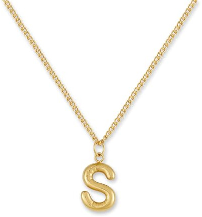 GD GOOD.designs Collar con Letra Dorado Bubble | Colgante con Inicial de Acero Inoxidable Chapado en Oro de 18K - Resistente al Agua & Hipoalergénico | Collar para Mujer S