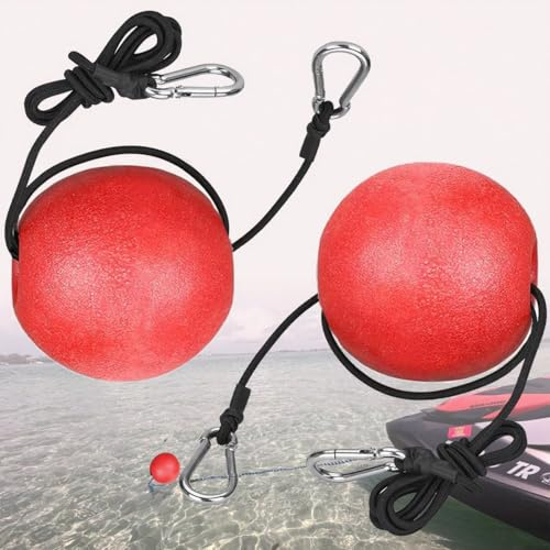MOPHOEXII Lot de 2 ou 4 bouées d'ancrage pour piscine, bouée d'ancrage haute visibilité avec cordon élastique de 129,5 cm et clip pour piscines, cordes de ski nautique, lignes d'ancrage, rouge