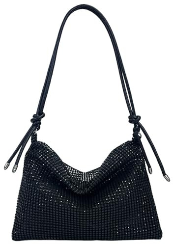 scalingscal Tasche Glitzer Abendtasche Strasssteine,Abend Handtasche,Clutches Schultertasche,Glitzer Abendtasche Umhängetasche,Rosa Glitzer Abendtasche Damen,für Abend Prom Hochzeit Party (Schwarz)