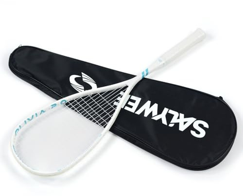 Racchetta da squash Full Carbon con borsa per racchette, palestra indoor, sport, per principianti professionisti, allenamento e gioco di squash, colore bianco