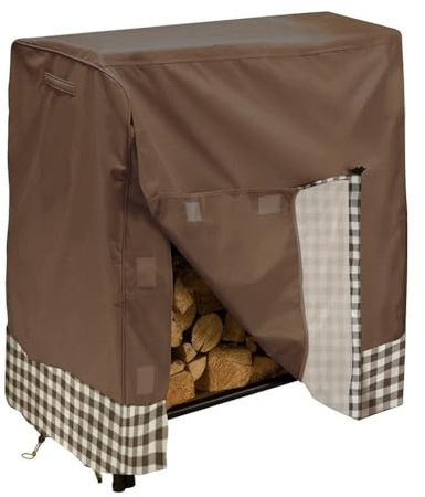 600D Oxford Waterproof Firewood Cover for Outdoor Log Storage, Fits 48 x 24 x 42 Inches, Coffee