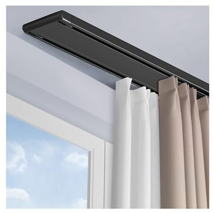 Sistema di aste per tende a 2 strati, asta regolabile silenziosa per soffitto, funzionamento fluido a 2 vie, perfetto per arredamento domestico, facile installazione, design moderno, ideale per
