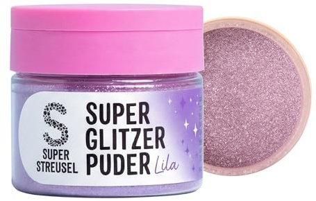 Super Streusel SuperGlitzerPuder Lila - essbarer Glitzer Backdeko (10g) | Essbares Lilapulver für Torten, Cupcakes, Kuchen, Glitzerstaub für Fondant & Sahne