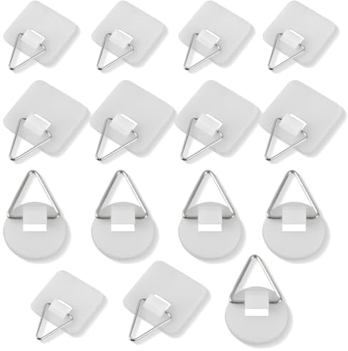 BCHMN 15 Piezas Colgar Cuadros Sin Agujeros, Ganchos Adhesivos Invisibles Cuelga Facil Sin Clavos para Marcos, Decoraciones de Pared