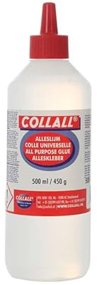 Collall Alleskleber transparent, schnell trocknend, starke Haftung, für Papier, Karton, Kork, Holz, Glas, Keramik, 1 Stück (500ml)