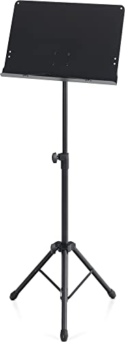 Pronomic OS-01C Orchesterpult (geschlossene Notenauflage, mit Notenklemmen, platzsparend, stufenlos, Prismenverbinder) Schwarz