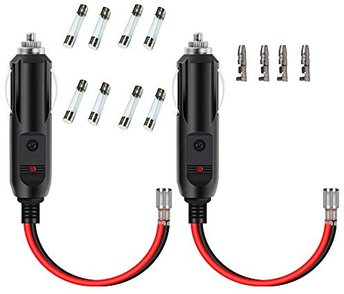 GTIWUNG 2PCS Encendedor de Cigarrillos Plug, Cable Conector Macho para Mechero de Coche de 12V-24V, Cigarette Lighter Socket Encendedor de Cigarillo, Fusible de Seguridad 10A, 150cm
