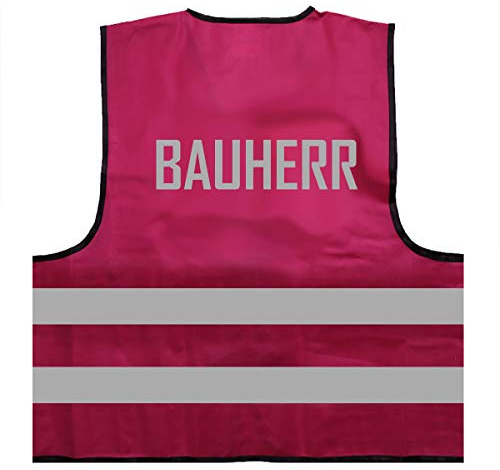Warnweste - Signalweste - Bauherr - Warnweste mit reflektierendem Aufdruck - Größe L/XL, Magenta