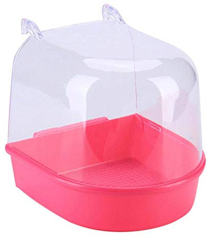 YITON Vogelbäder Kunststoff Wasser Badewanne Für Haustier Vögel Papageien Käfig Vogel Bad Haustier Vögel Käfig Hängen Badewanne Dusche Vogel 4St Rosa