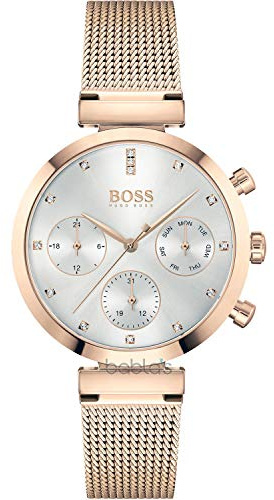 BOSS Multi Zifferblatt Quarz Uhr für Damen mit Rotgoldfarbenes Edelstahl-Mesh-Gliederarmband - 1502553