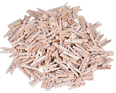 Raopuzi 100 pcs 25mm Mini Naturelles vêtements en Bois piquets Photo Papier Pince à Linge, Clip Taille 25 * 4mm