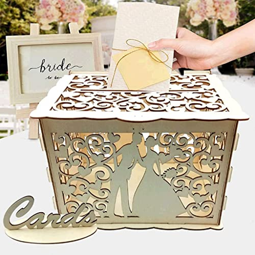 Alnicov wedding Card Box, Wooden Rustic Decorations and Country Decorations for Reception, Bridal Shower, and Anniversary