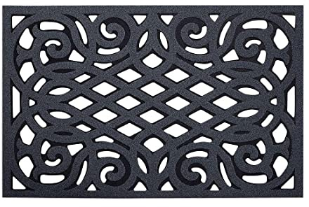 Nicoman Outdoor Doormat Decorative Stair Mats Heavy Duty Drainage Dirt Trapper Porch Rubber Skid Proof Anti Slip - (Large, Grey, 90 x 60cm)