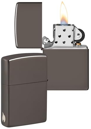 Zippo Sturmfeuerzeug - Black Ice mit seitlicher Flammengravur - Nachfüllbar - Wiederverwendbar - Windfestes Design - Geschenkbox - Made in USA - Amazon Exclusive