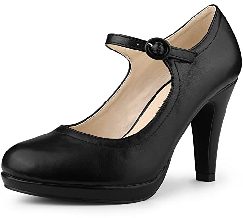 Allegra K Women's Platform Chunky Heel Sandals Pumps Black 3.5 UK/Label Size 6 US