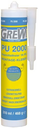 Grewi PU 2000 1K-PU-Montagekleber, lösemittelfrei, besonders schnelle Reaktionszeit, 310 ml Kartusche