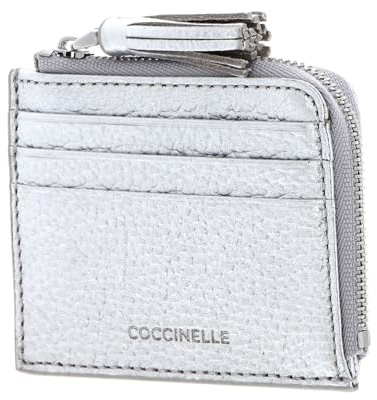 Coccinelle Leder Kartenetui Tassel Credit Card Holder Silver silberfarben