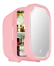 DieffematicBX Mini Frigo Mini Refrigerator with LED Light Cosmetic Skincare Refrigerators Makeup for Home Office and Car Portable Fridge Cooler Warme (Color : Pink)
