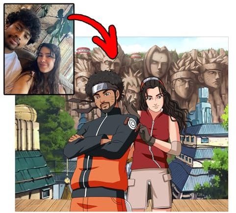 ALBALINO – Erstelle ein Handgezeichnetes Naruto Poster von deinem Foto | Naruto Anime Poster | personalisiertes Naruto Anime Geschenk | Naruto Geschenkidee