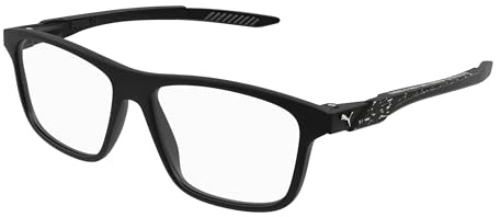 Puma Brille mit Sehstärke für Herren optional mit Sonnenbrillentönung oder Blaulichtfilter, Rechteckig, gefertigt im Spritzgussverfahren, Modell: PU0394O-001 (inklusive Brillenetui)