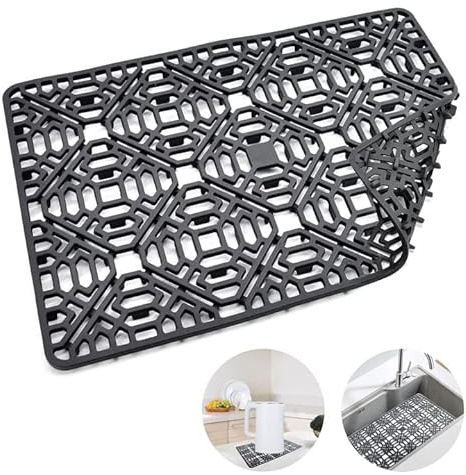 Silicone Sink Mat Protector, Draining Matt for Kitchen 15.7X10.6In Silicone Sink Liner, Kitchen Sink Mats Non Slip Sink Protectors for Stainless Steel Ceramic Sinks Dishes and Glassware Drain Mat