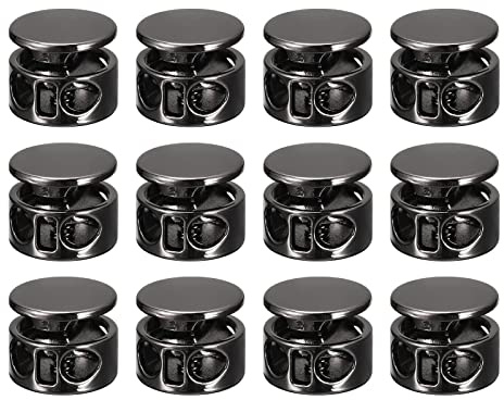 QUARKZMAN Mate Kordel Stopper, Doppelloch-Federstopper Verschluss Schieberegler Endstücke für Kordelzüge Paracord Rucksack Kleidung Schnürsenkel Lanyard, Schwarz