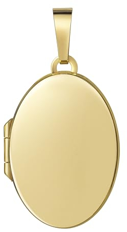 JEVELION Medaillon Anhänger für 2 Bilder 333 Gold 8 Karat Bild Amulett oval zum Öffnen für Damen mit Halskette und Schmuck-Etui