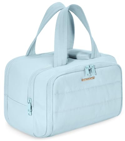 Bagsmart Trousse da Viaggio per Donne, Grande, Borsa da Toilette a Grande Apertura per Donne, Trousse Cosmetica con Maniglia per Accessori, Prodotti Essenziali, Articoli da Toilette, Blu, casual
