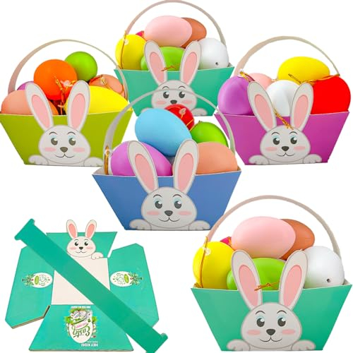 BOOSHMall 12 Stück Osterkörbchen, Osterkorb Kinder, Osternester zum Basteln, DIY Osternest Basteln Set aus Papier, für Ostergeschenke, Osterdeko