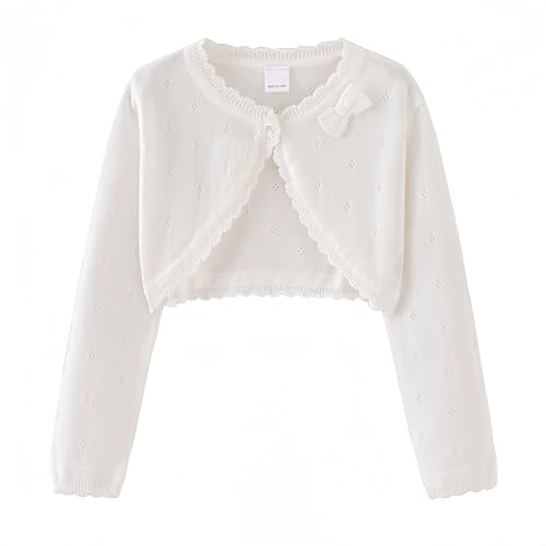 Proumhang Bolero Shrug Cardigan Niñas Suéteres de Punto de Algodón de Manga Larga Chal de un Botón Chaqueta Sudadera Abrigos Chlidren Vestido Cover Up para 3-10 años