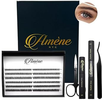 Améne Individual Lashes 240 pestañas en racimo DIY extensiones de pestañas en racimos con pinzas, unión y sellado y removedor de pestañas mezcla 10-14 mm de longitud 30D+40D D Curl en casa Kit